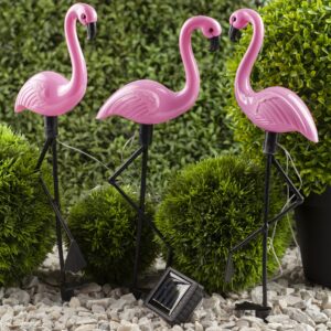 Set 3 x Lampa Solara estetica exterioara de gradina model "Flamingo"