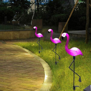 Set 3 x Lampa Solara estetica exterioara de gradina model "Flamingo"