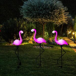 Set 3 x Lampa Solara estetica exterioara de gradina model "Flamingo"