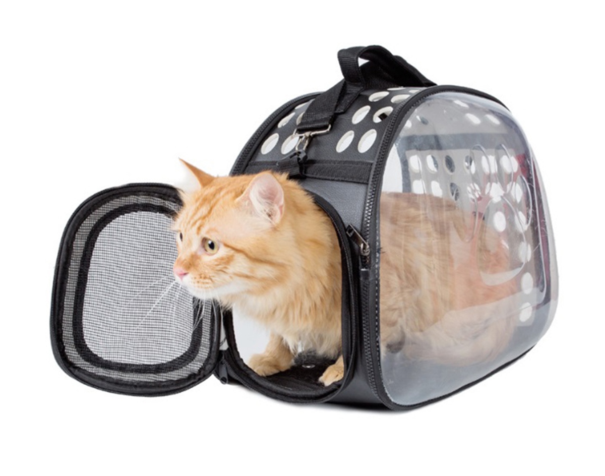 AG644P_ag644p_04.jpg Geanta de Transport pentru Caine sau Pisica GRI - TRANSPARENT AG644P