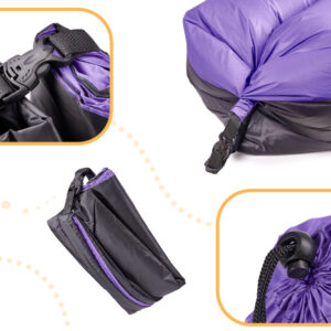 Saltea Autogonflabila "Lazy Bag" tip sezlong, 185 x 70cm, culoare Negru-Violet, pentru camping, plaja sau piscina
