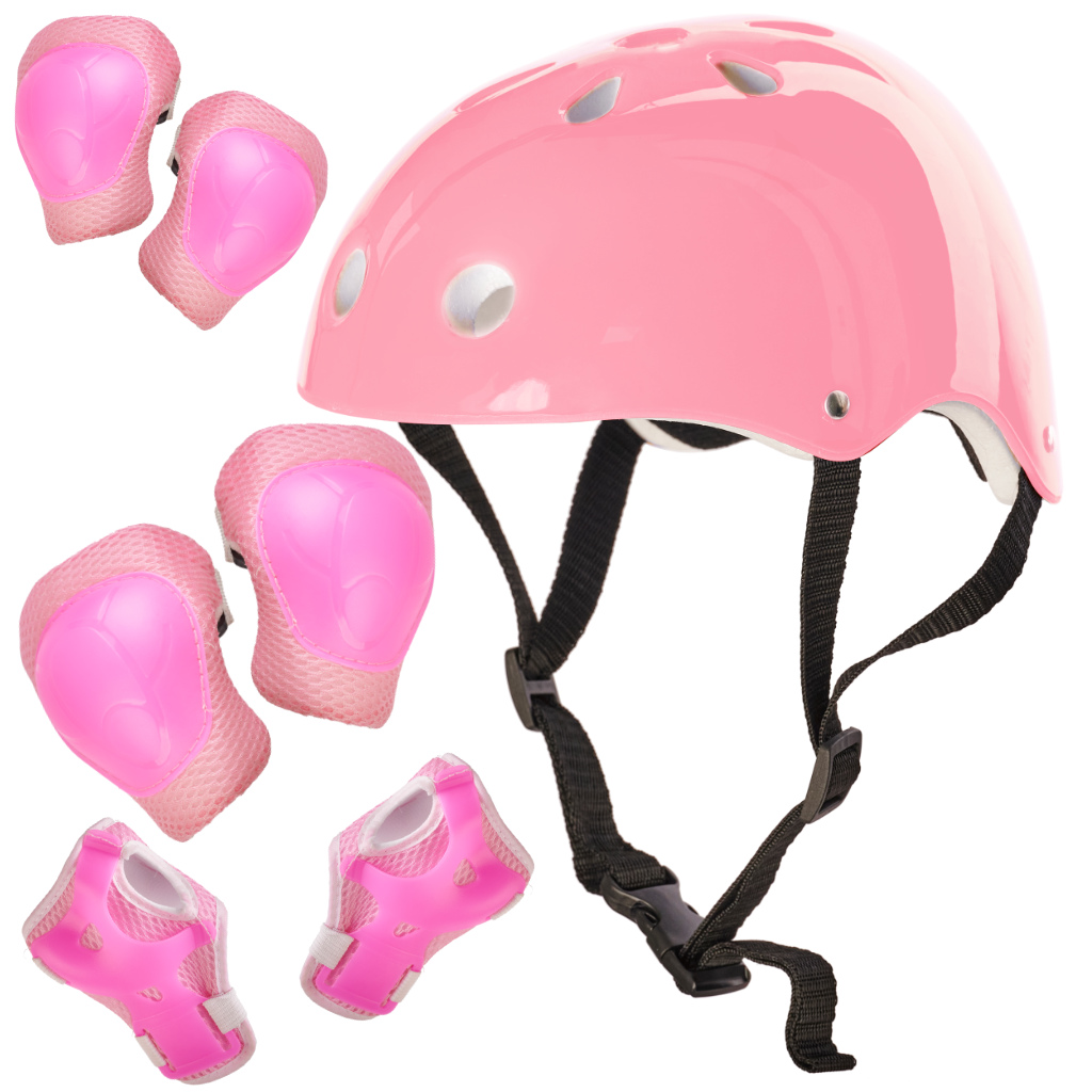 KX5613_1 Kask ochraniacze na rolki deskorolkę regulacja niebies Set Protectie pentru copii, 7 piese, model SKATEBOARD, culoarea Roz