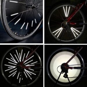 Set 12 ornamente din material reflectorizant pentru spite bicicleta, culoare gri - argintiu