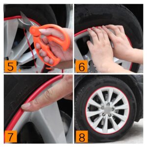 Inele de protectie si decor jante, adezive, din plastic flexibil - ROSU