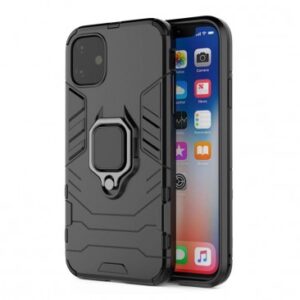 Acasa 18 HUSA CAPAC SILICON / STAND CU MAGNET SI INEL 360, APPLE IPHONE 14 PRO MAX, NEGRU